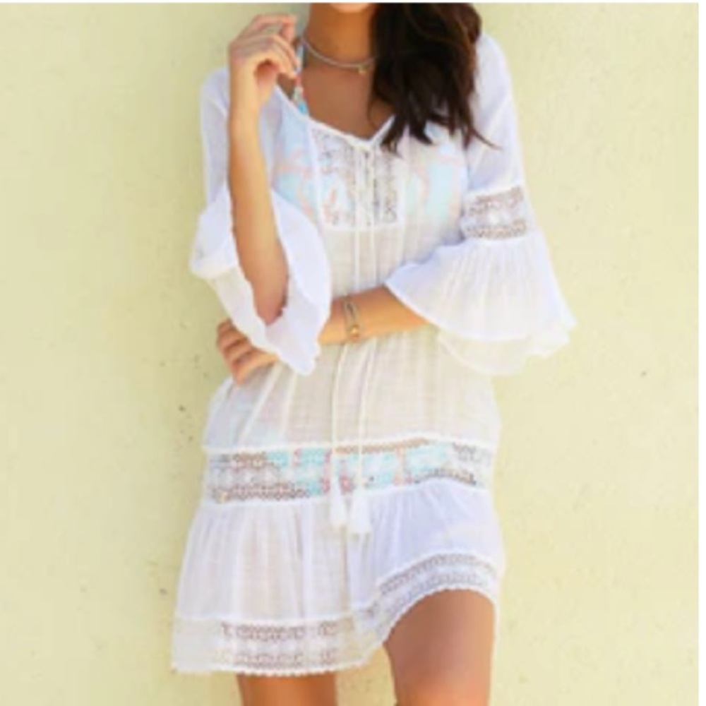 AroaBikini "Juniper" White Beach Dress Coverup One Size